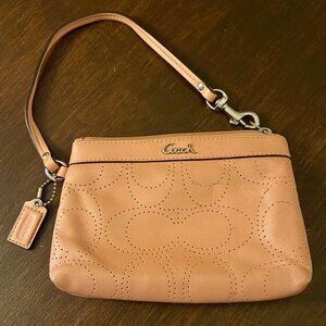 Coach Pink Perforated Leather Wristlet
